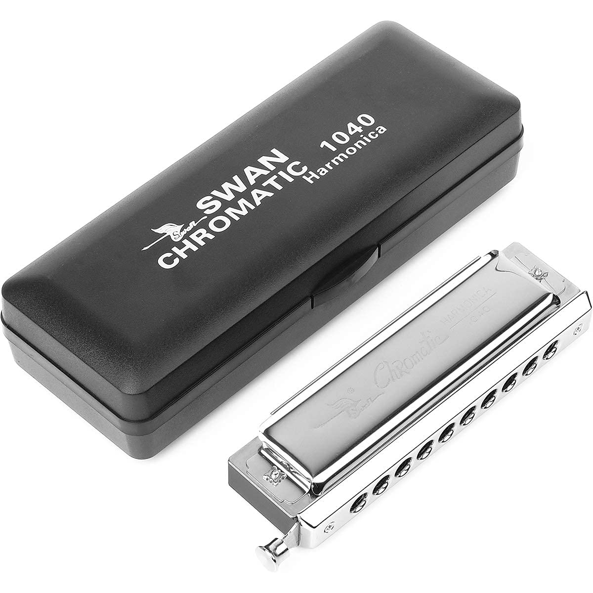 Chromatic Harmonica Professional Grade 10 Hole 40 Tone Key of C Stainless Steel Heavy Duty with Case & Cleaning Cloth for Professional Player,Band,Beginner,Students