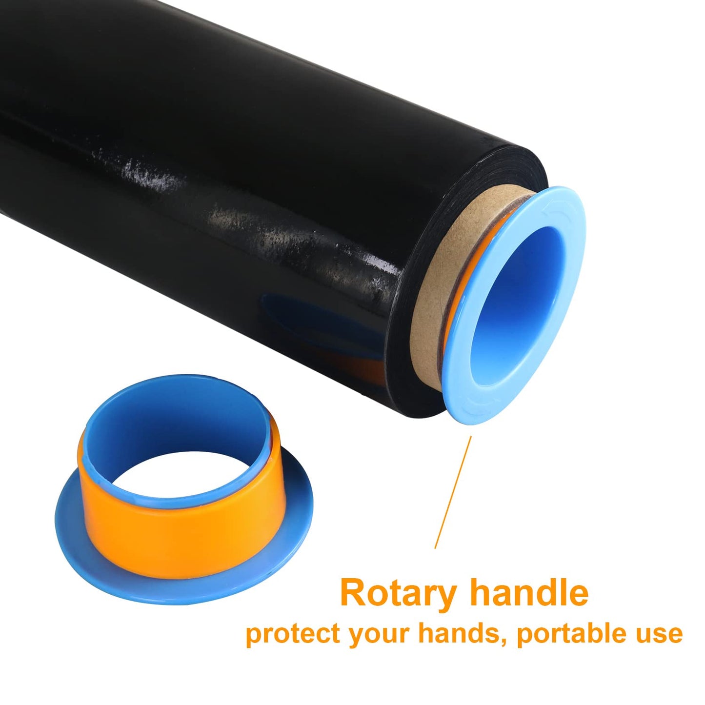 BOMEI PACK Stretch Wrap Film Black, Plastic Wrap 20 inch x 1000ft, 2 Packs with Rotatable Sleeve