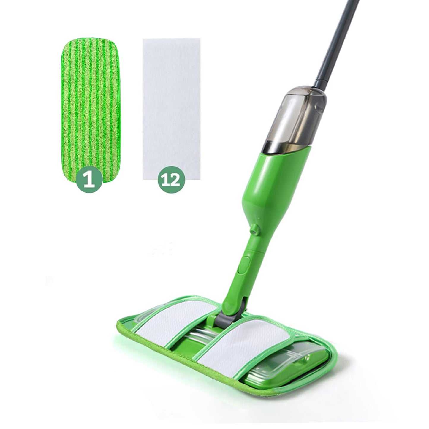 Eyliden Spray Mop for Small Spaces - 360° Swivel Mop with 12 Disposable Cloths, 1 Reusable Pad, 13oz Refillable Bottle | Perfect for Apartments, Dorms & Compact Living