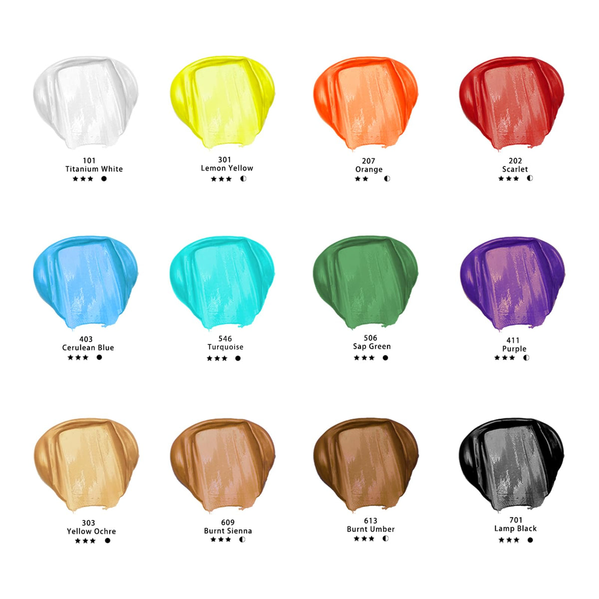Artecho Acrylic Paint Set 12 Colors 500ml / 16.9oz Bottle, Art Craft Paint for Art Supplies, Paint for Canvas, Rocks, Wood, Ceramic, Non Toxic Paint for Artists, Beginners and Adults