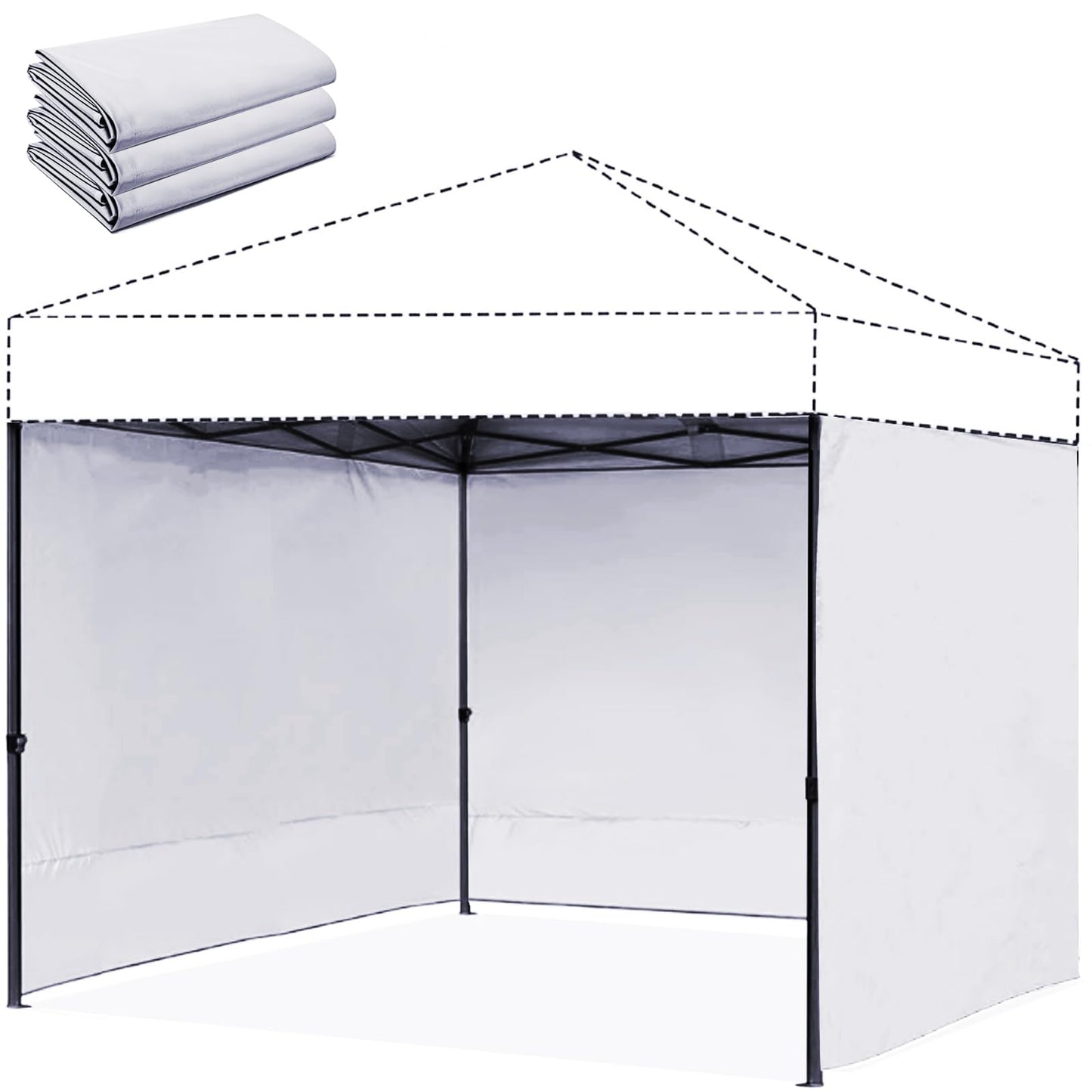 ZONGTI 10x10 FT Instant Canopy Tent Sidewall, Waterproof & UV Protection for Pop Up Canopy Tent - Privacy Wall for Camping, Market Stall, Outdoor Events (3 Pack Sidewall Only, No Frame or Top) (White)