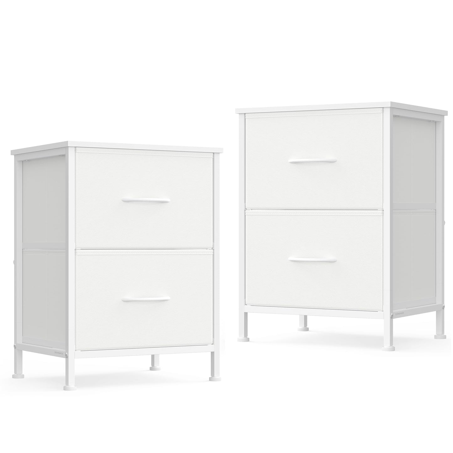 SONGMICS BELLAH Collection - Dressers for Bedroom, Chest of Drawers, Nightstands, 2 Drawers, Storage Organizer Unit, Closet, Entryway, Set of 2, Modern, Cloud White and Snow White ULGS112WH03S
