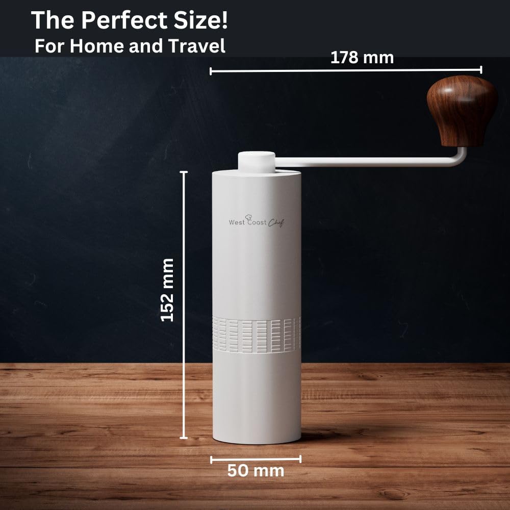 West Coast Chef Manual Coffee Grinder - Manual Burr Grinder, Portable Coffee Grinder Manual - Espresso Hand Grinder Coffee - Manual Coffee Bean Grinder - Travel Coffee Grinder Hand Coffee Grinder Burr