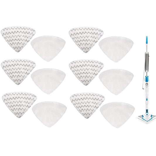 12 Pack Replacement Pads for Bissell PowerEdge/PowerForce Lift-Off Steam Mop 2078, 2165, 20781 Series Vacuum Cleaner Spare Part Pad Accessory