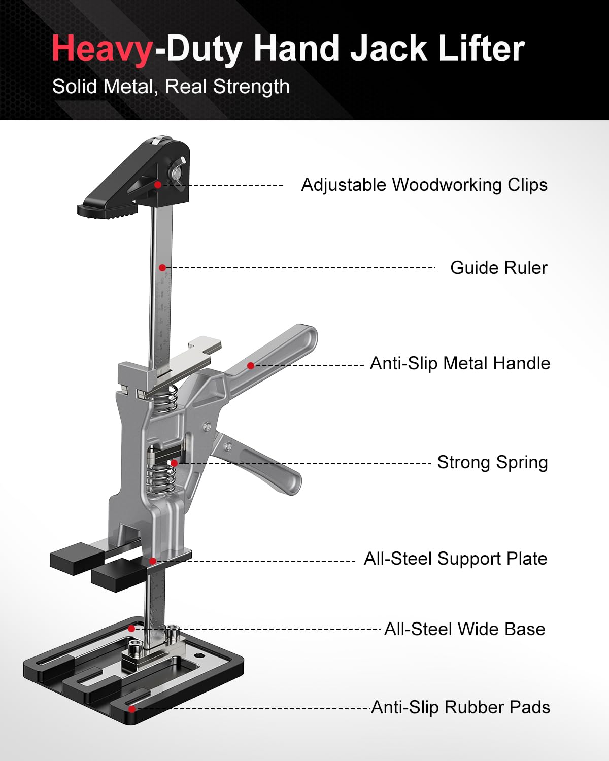 Kolvoii Labor Saving Arm Jack, 2 Pack Stainless Steel 15.6 Inch Furniture Jack Lifter, Multi-Function Height Adjustment Hand Jacks for Lifting and Leveling