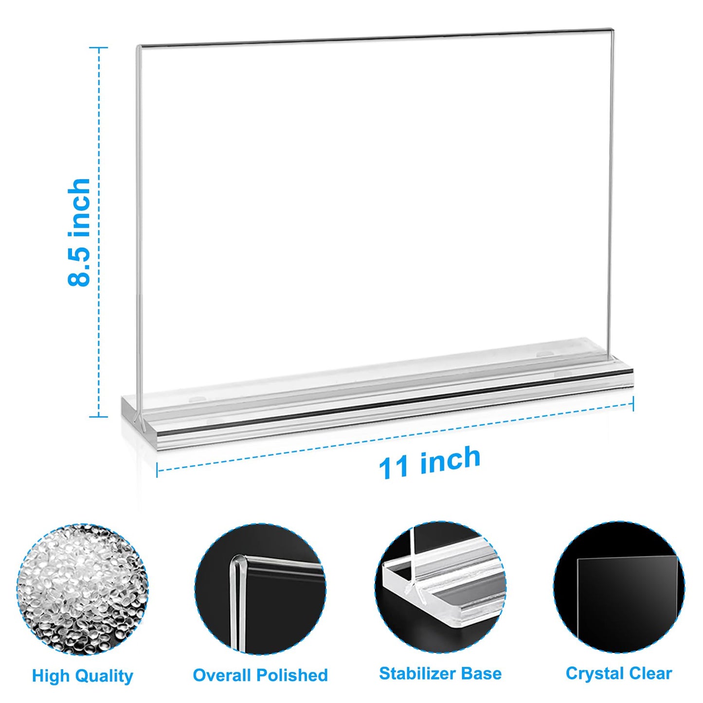 Daofary 10 Pack Acrylic Sign Holder 8.5 x 11 Horizontal, Double-Sided Stand up Table Top Sign Holders, Clear Acrylic Picture Frame Menu Flyer Paper Holder Display Stand for Office Business Store Wedding Party
