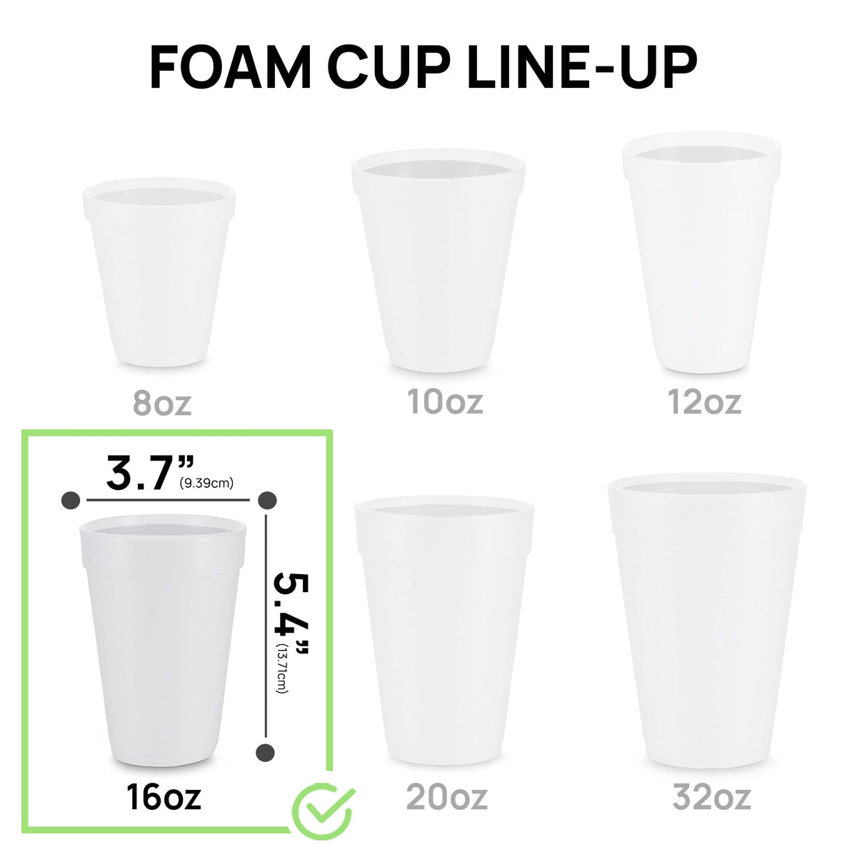 16 Oz Disposable Foam Cups (50 Pack), White Foam Cup Insulates Hot & Cold Beverages, Made in The USA, to-Go Cups - for Coffee, Tea, Hot Cocoa, Soup, Broth, Smoothie, Soda, Juice