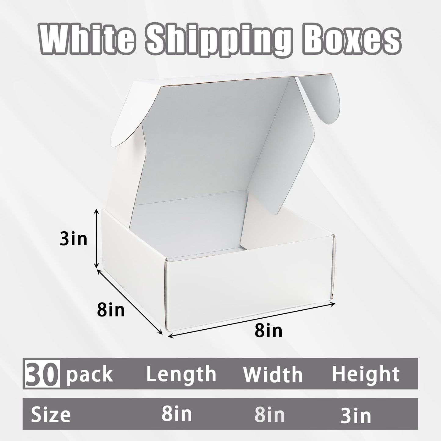 8x8x4 Inch White Shipping Boxes 30 Pack, Mailer Boxes for Packaging Small Business Supplies, Cardboard Boxes for Packaging, Packing Gift Boxes