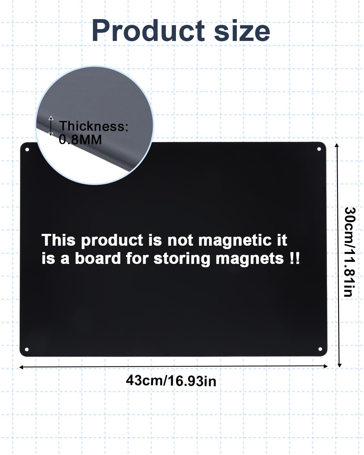 UCEC 2 Pack Black Magnetic Board for Wall, 16.9" x 11.8" Metal Magnetic Bulletin Board for Display Photos Notes Magnets, Magnet Display Board for Wall Refrigerator Cabinet etc, with Adhesive & Screws
