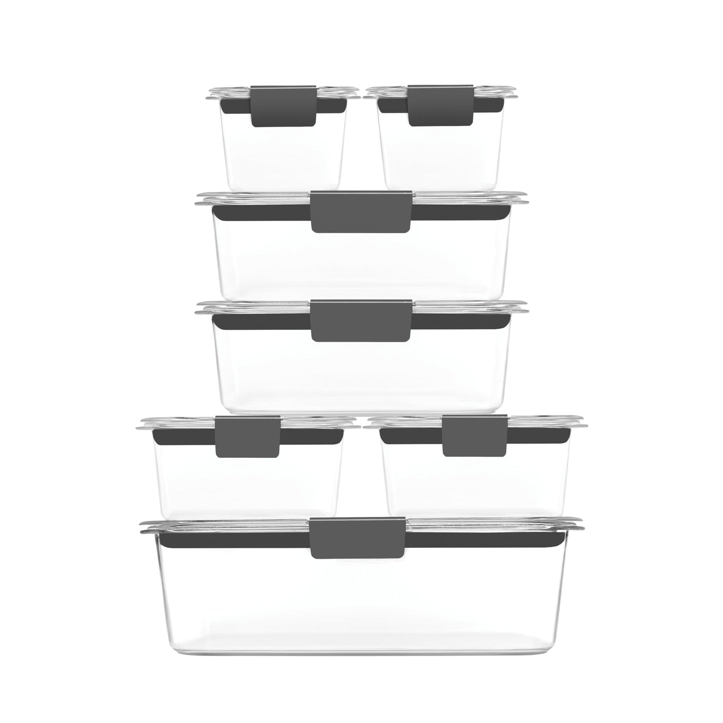 Rubbermaid 14-Piece Brilliance Food Storage Containers with Lids for Lunch, Meal Prep, and Leftovers, Dishwasher Safe, Clear/Grey