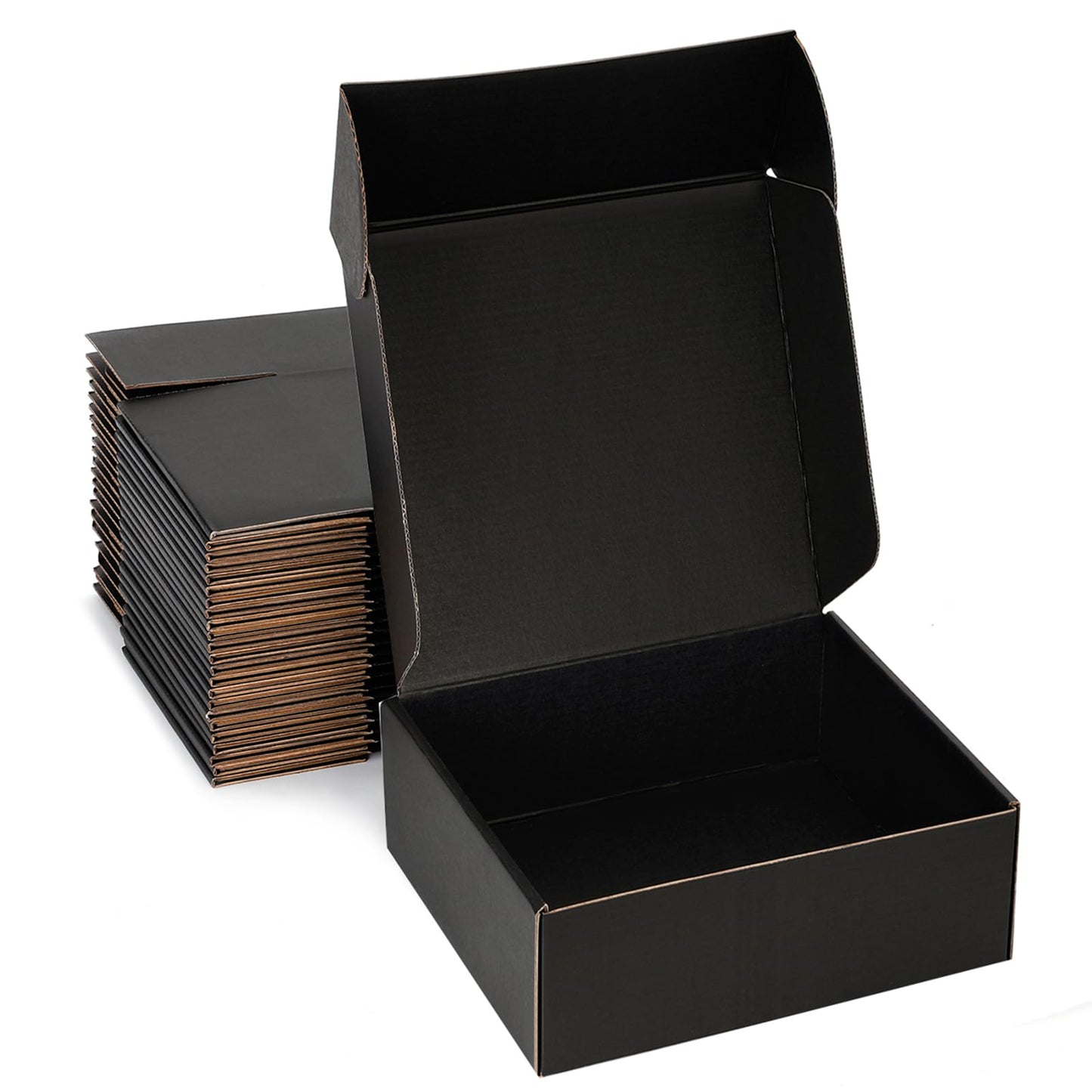 DUZCLI 25 Pack 9x9x3 Black Shipping Boxes - Corrugated Cardboard Boxes for Small Business Packaging Supplies, Mailing, Gift & Packing Boxes