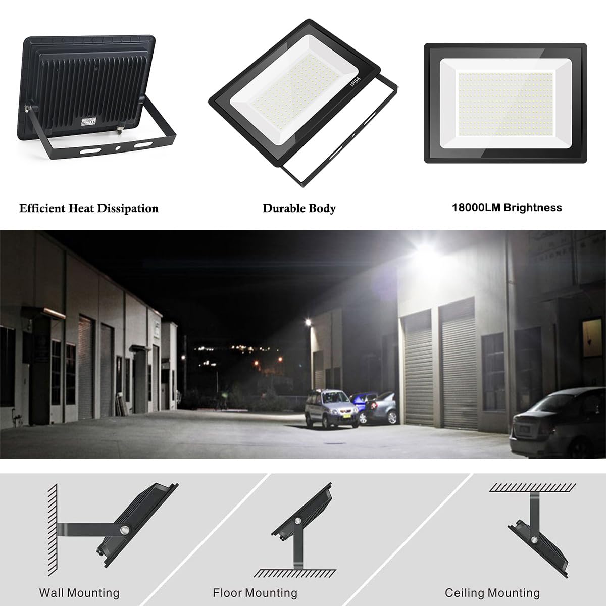 Gopretty 150W LED Flood Light Bulbs 2 Pack, Outdoor Waterproof IP66, 6000K Daylight White, Exteriores Security Floodlights for Yard, Garden, Garage, Work Shop