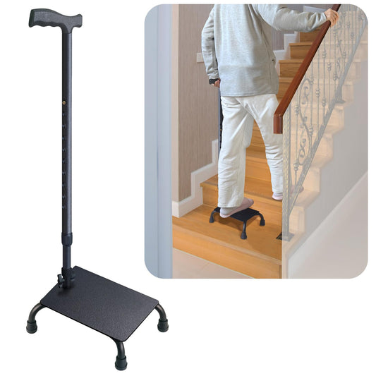 Aliseniors Enhanced Stair Climbing Cane - Upgraded Half Step Stair Lifts Seniors Step Helper for Easy Walking Up and Down Stairs - Adjustable Stair Steady Stairs Assist Aid for Men Women Elderly