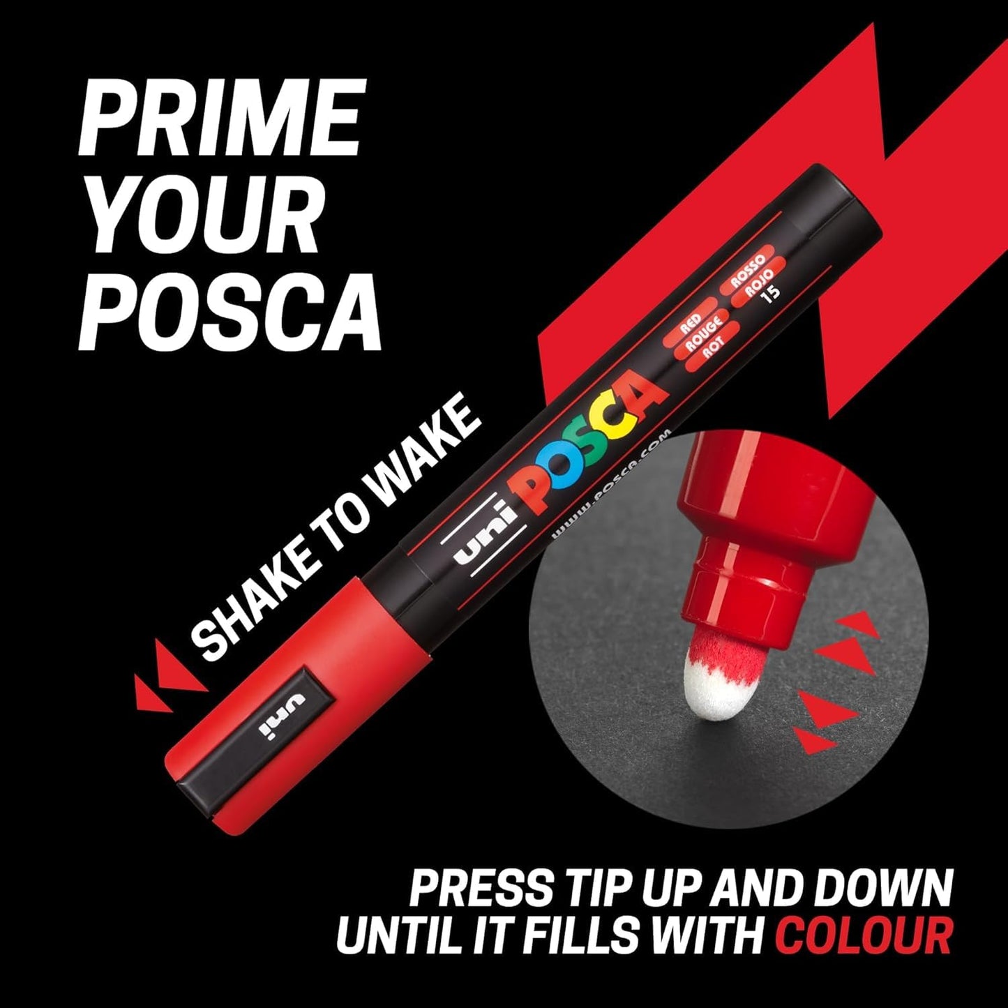Posca PC-3M Water Based Permanent Marker Paint Art Pen - Professional 12 Pen Set - Extra Black + White