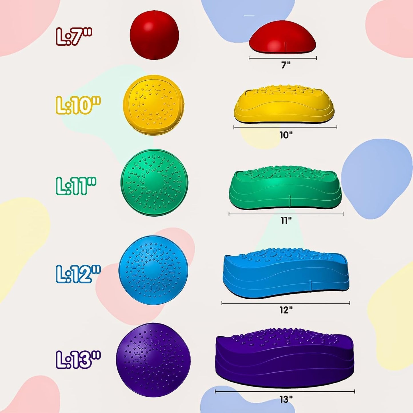 Kids Balance Board Stepping Stones – 6-Piece Non-Slip Obstacle Course for Toddlers 18M+, Sensory & Motor Skill Development, Indoor & Outdoor Play, Durable & Portable
