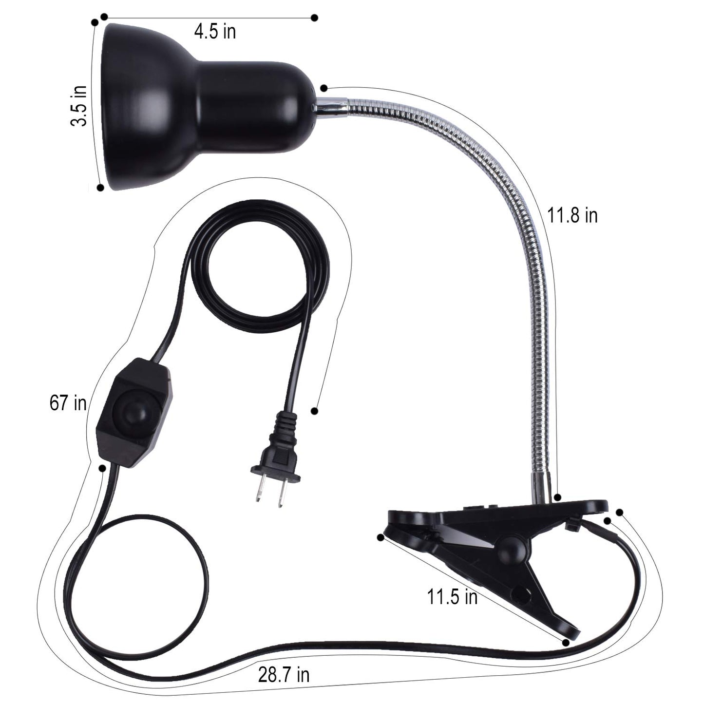 Cdipesp Reptile Heat Lamp UVA UVB Reptile Heating Light Adjustable 50W Turtle Basking Spot Aquatic Lamps for Aquatic Lizard Snake Chameleons Amphibians with 3 Bulbs