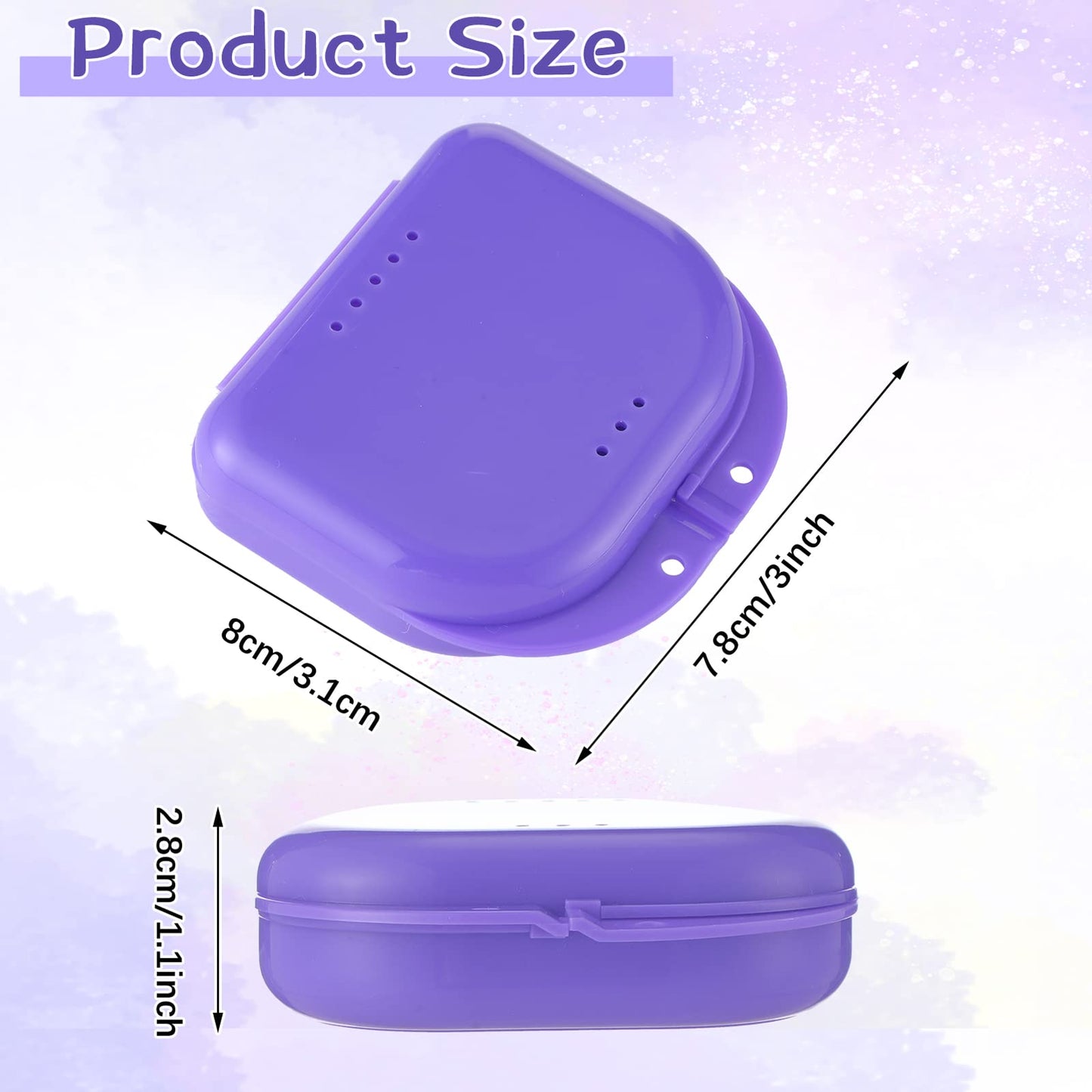 64 Pcs Retainer Case with Vent Holes Mouth Guard Container Case Dental Storage Container Multicolor Dental Retainer Box for Office Travel Household, 9 Colors