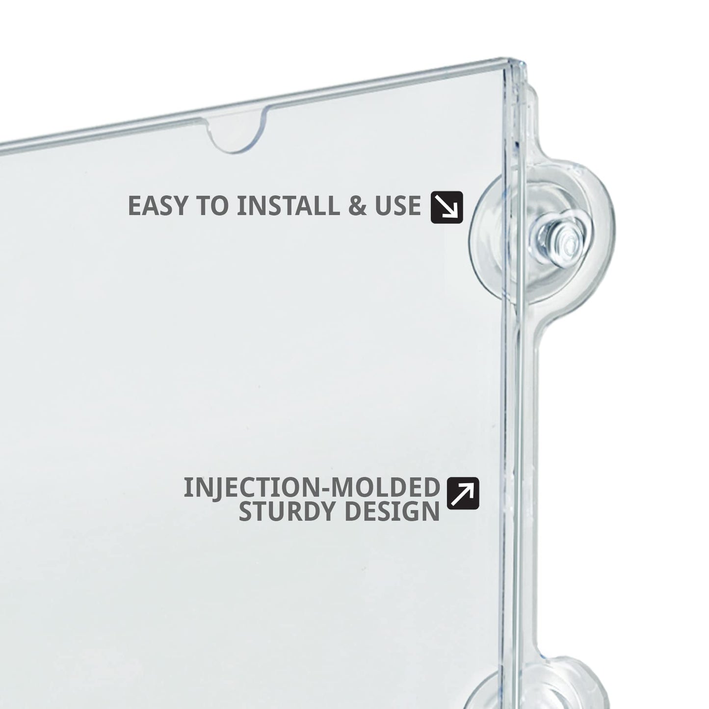 Azar Displays 106614 8.5" W by 11" H Acrylic Sign Holder with Suction Cups (2 Pack)
