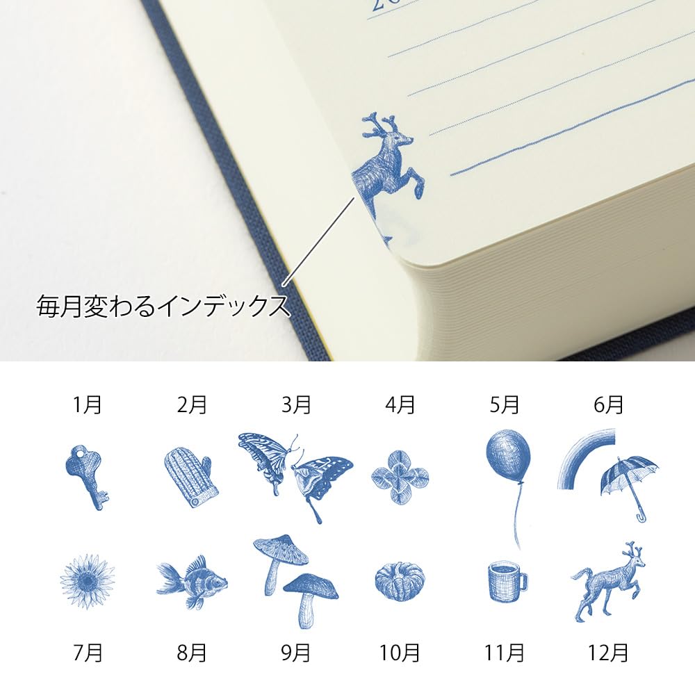 DESIGNPHIL Midori 12397006 Diary, 10 Years Consecutive Door, Navy Blue