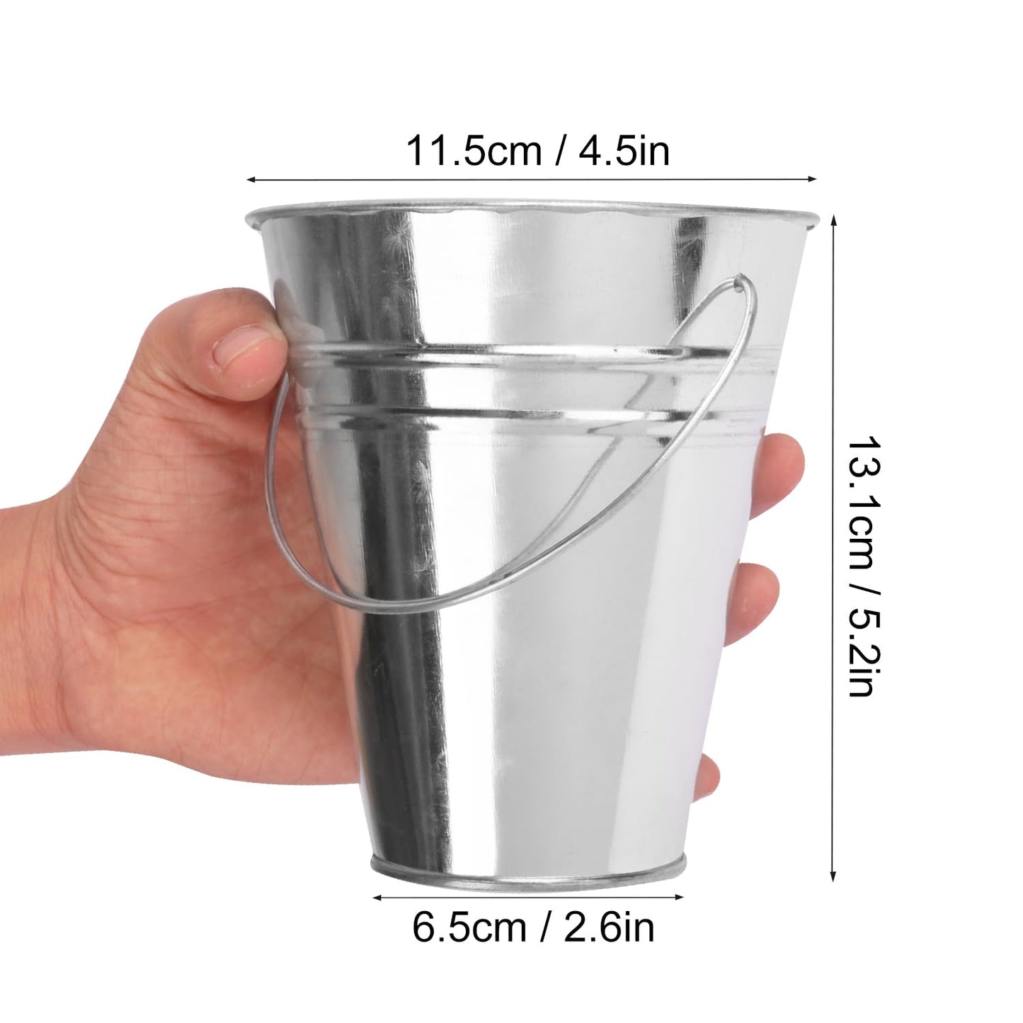 25 Pack 4.5 Inch Mini Metal Buckets, Metal Buckets with Handle, Easter Bucket,Pencil Holder and Flower Pots, Used to Carry, Store, or Even Plant, by GENHAKON.