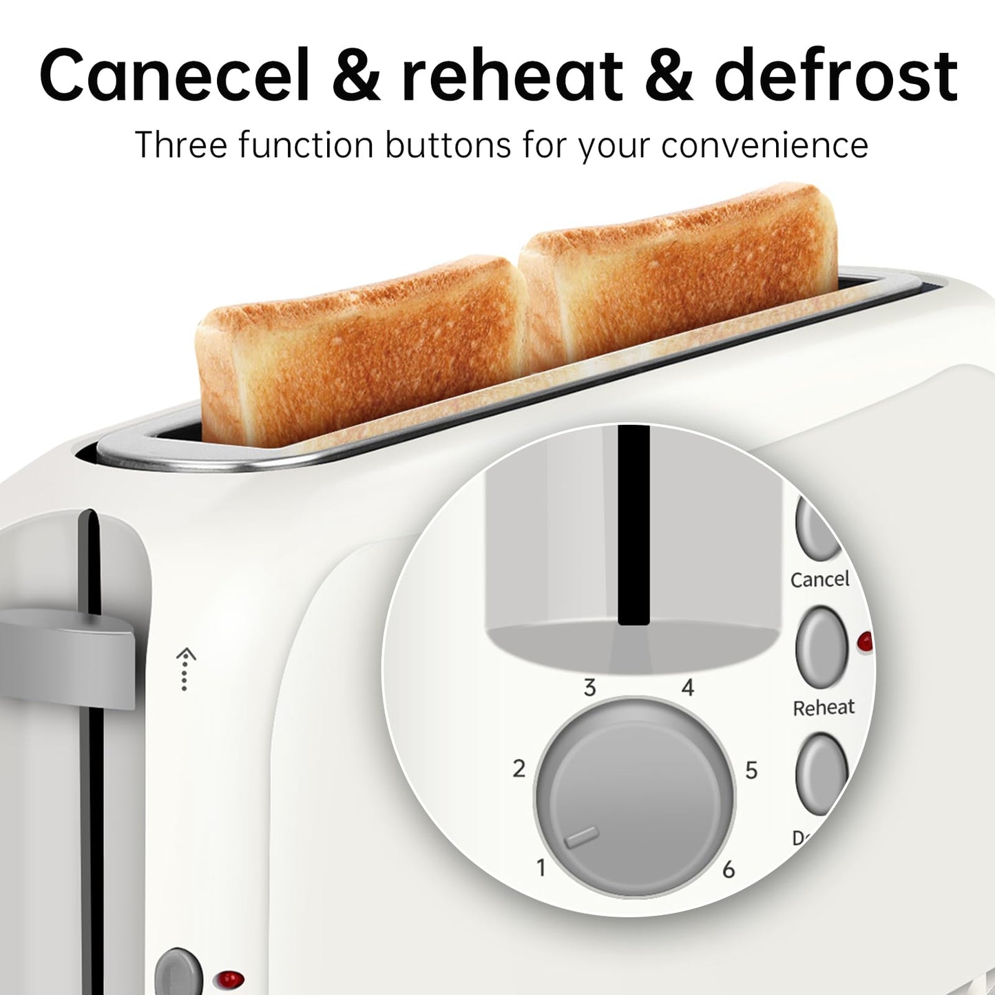 SEEDEEM 2 Slice Slim Toaster, Single 10" Long Slot Toaster Fits Bagels & Artisan Bread, 6 Shade Settings, Cancel/Reheat/Defrost, Removable Crumb Tray, Auto Shut-Off, White