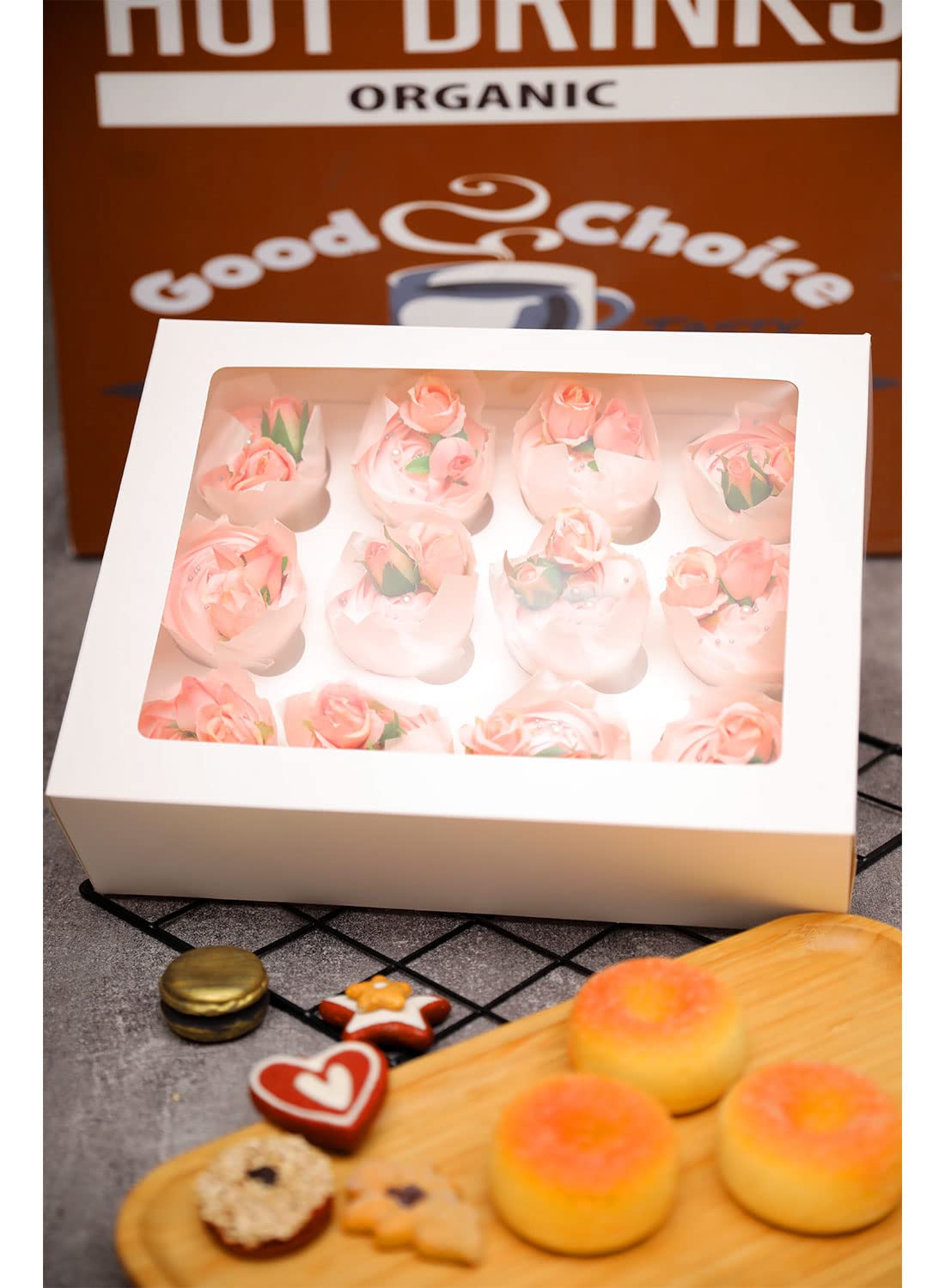 20 Pcs White Cupcake Box Cupcakes Carrier 12 Cupcake Containers, 12 Cupcake Boxes with Window 13x10x3.5inch