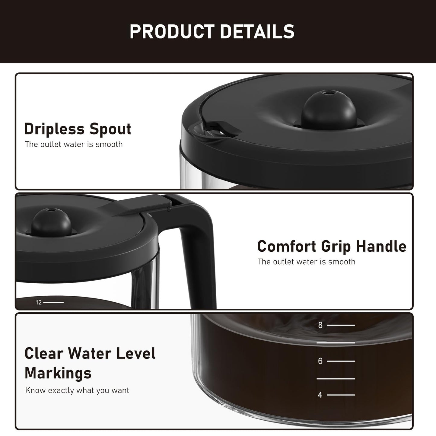 12-Cup Coffee Pot Replacement Compatible with Keurig 5000 & K-Duo Essentials Hot & Cold Brewer Models (NOT Fit K-Duo 5100 Single Server Model)