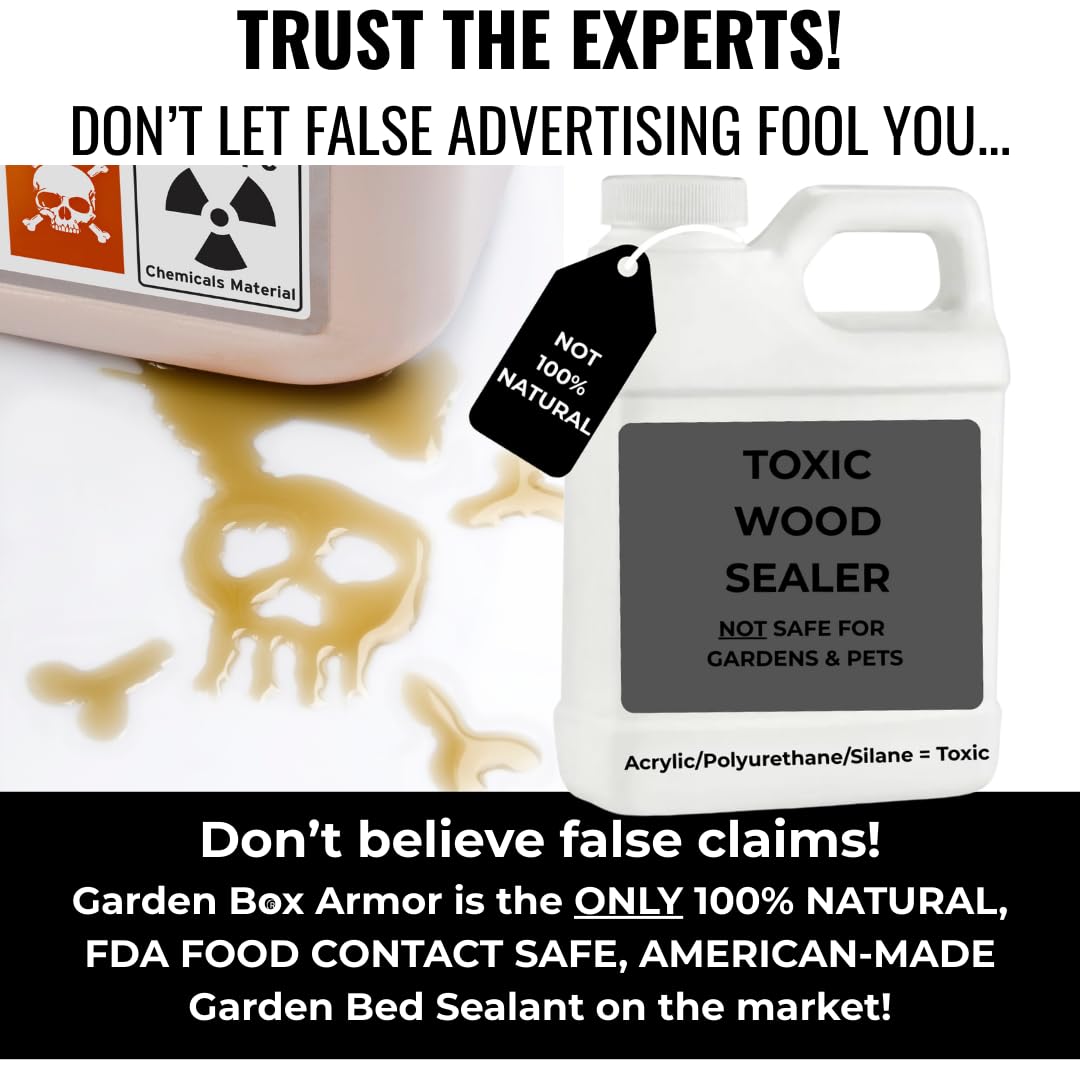 Garden Box Sealer | FDA Food Contact Safe Plant-Based Wood Sealant for Raised Beds, Planters & Pet Houses. Protects All Wood Types from Water & Weather Damage | Eco-Friendly Sustainable Solution
