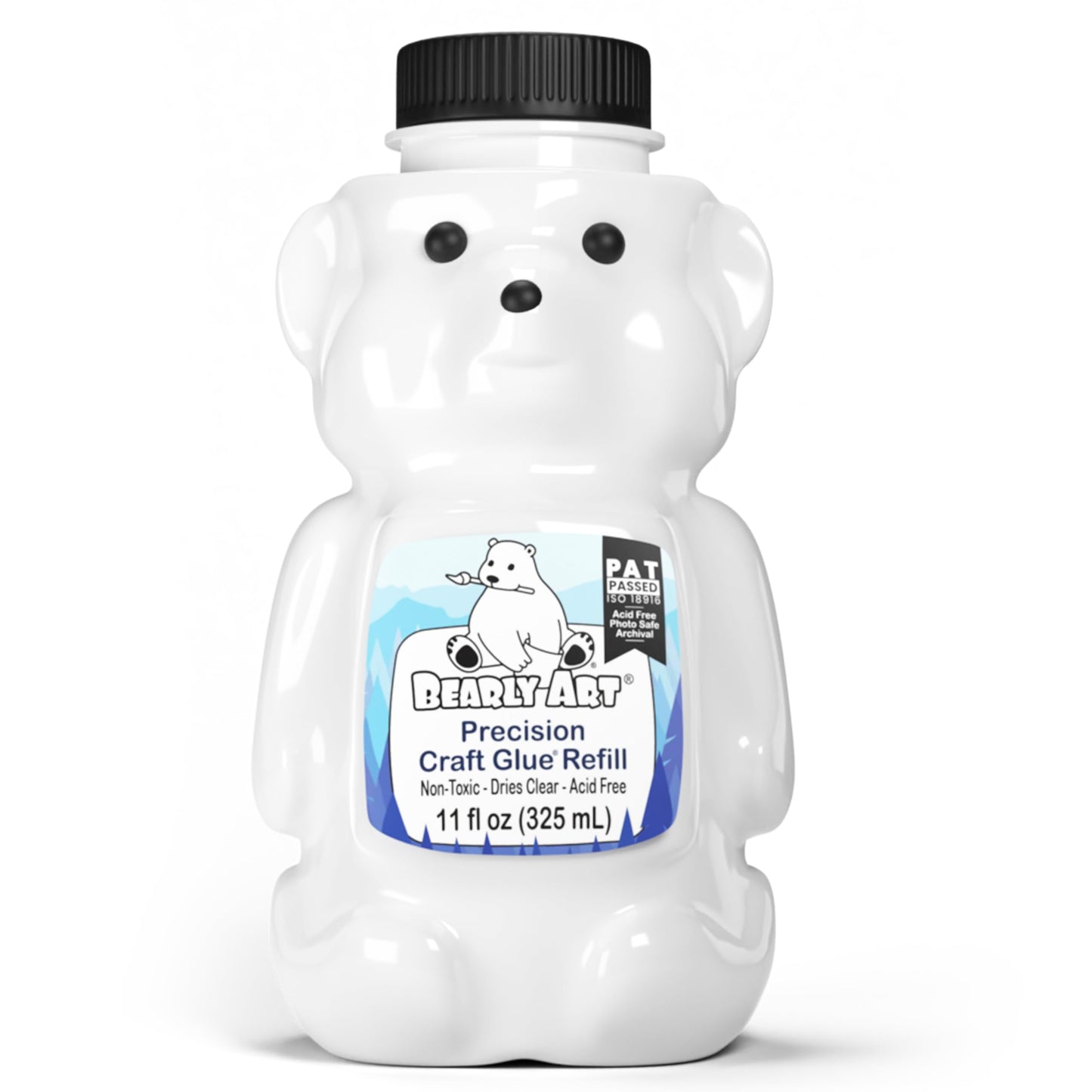 Bearly Art Precision Craft Glue 11fl oz Refill - Dries Clear - Wrinkle Resistant - Flexible and Crack Resistant - Strong Hold Designed Tough - Made in USA