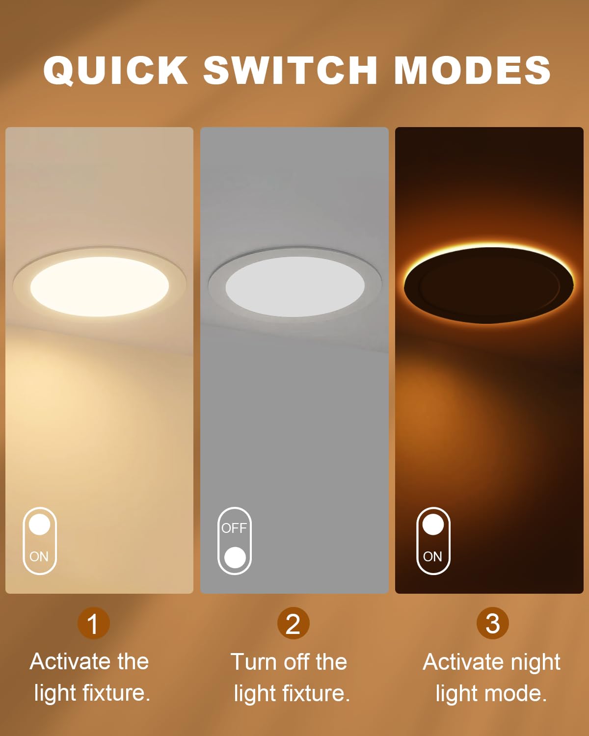 JESLED Pot Lights LED 4 inch with 2200K Night Light, 6CCT 2700K/3000K/3500K/4000K/5000K/6000K Dimmable Recessed Lights, 9W 750LM, ETL FCC Listed, 6 Pack