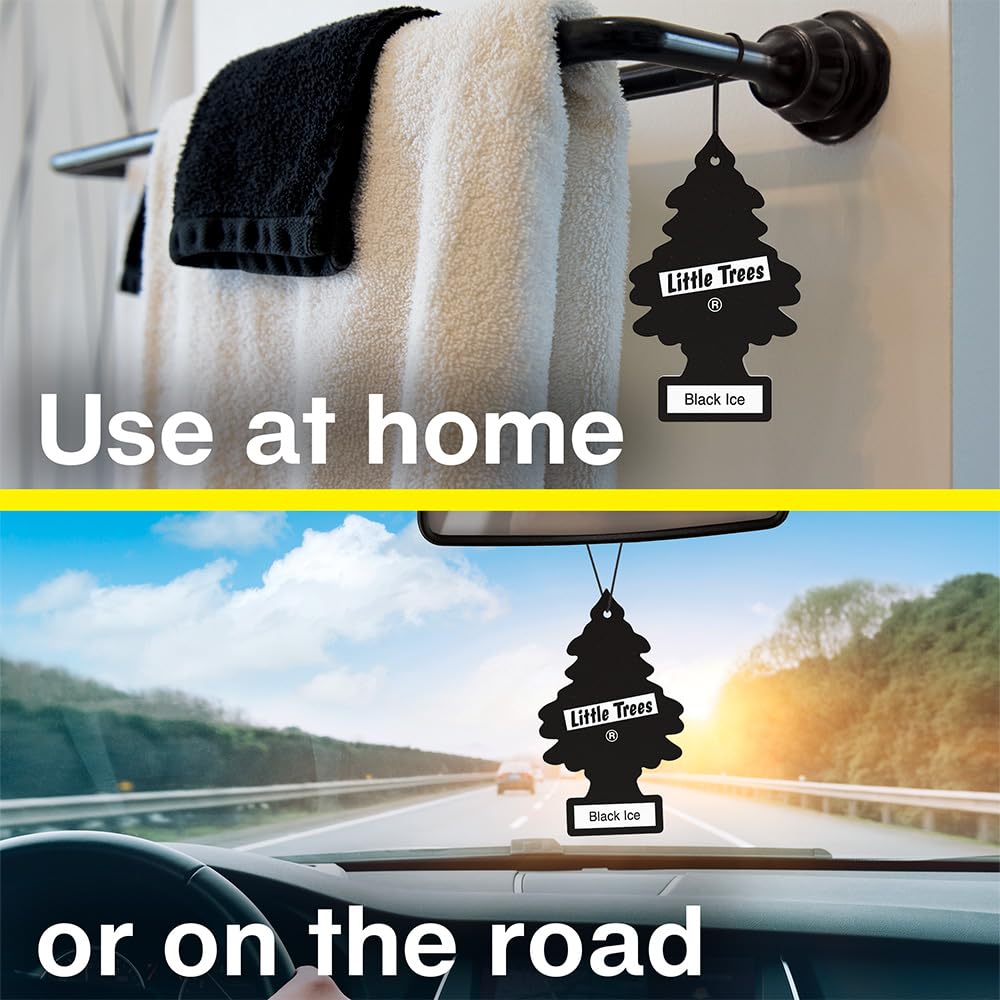 LITTLE Air Fresheners Car Air Freshener. Hanging Tree Provides Long Lasting Scent for Auto or Home. Black Ice, 24 Air Fresheners