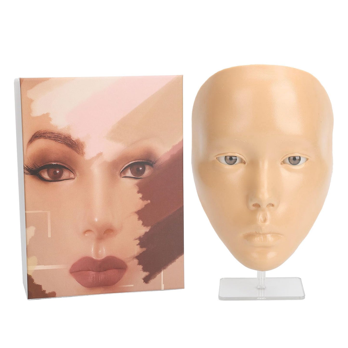 Astibym Makeup Practice Board, Full Face Silicone Mannequin for Beginners, Cosmetic (White Skin)