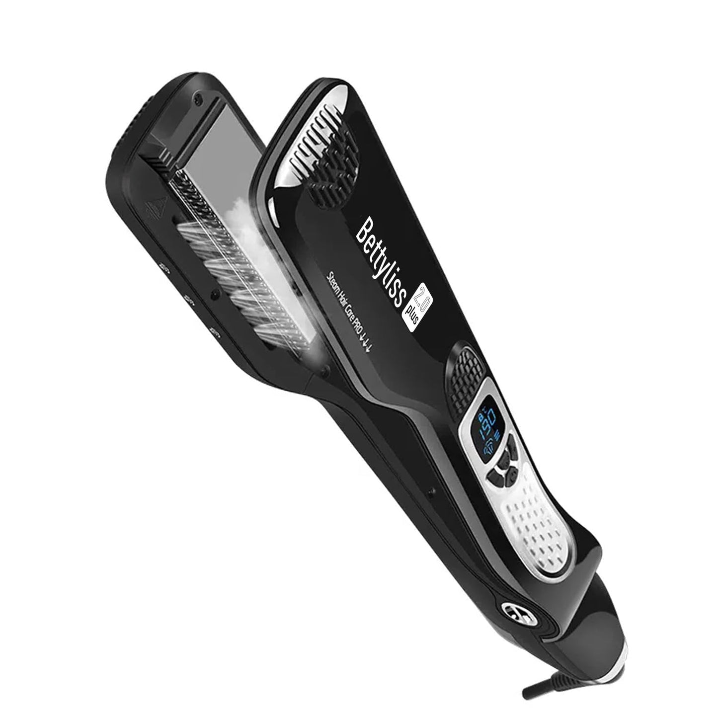 Bettyliss Steam Flat Iron Hair Straightener - Professional Hair Straightening Irons for Smooth and Frizz-Free Results (Black)