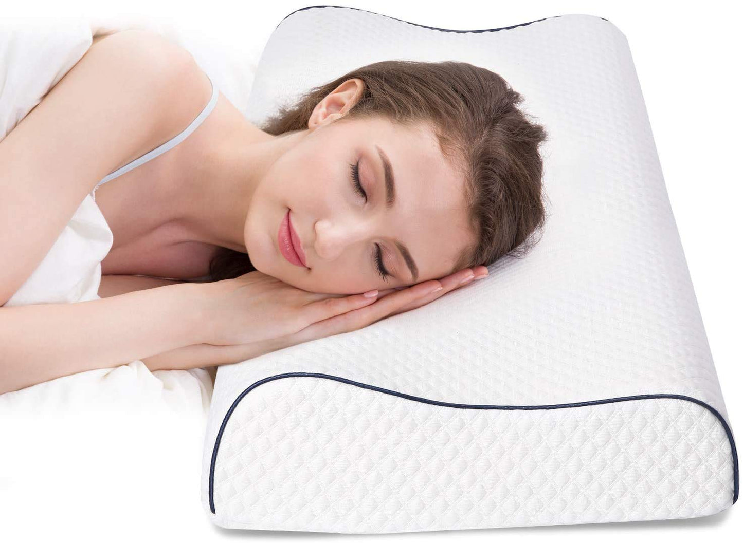 Fityou Ergonomic Memory Foam Neck Pillow,Support Pillow for Neck Pain Relief, Support Pillows for Side Back Stomach Sleepers Washable Cover
