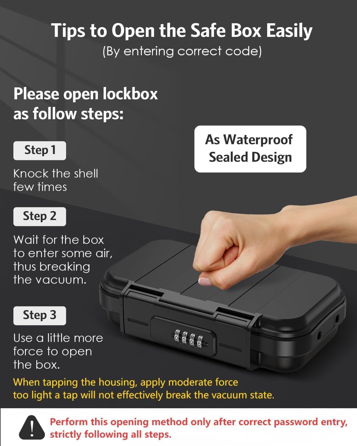 AMIR Travel Safe Portable Lock Box, 4 Digit Combination Lockbox, Cash Box, Waterproof Mini Security Case with Removable Chain, Portable Beach Safe Box for Travel, Beach,Office,Hotel,Cars,Dorms