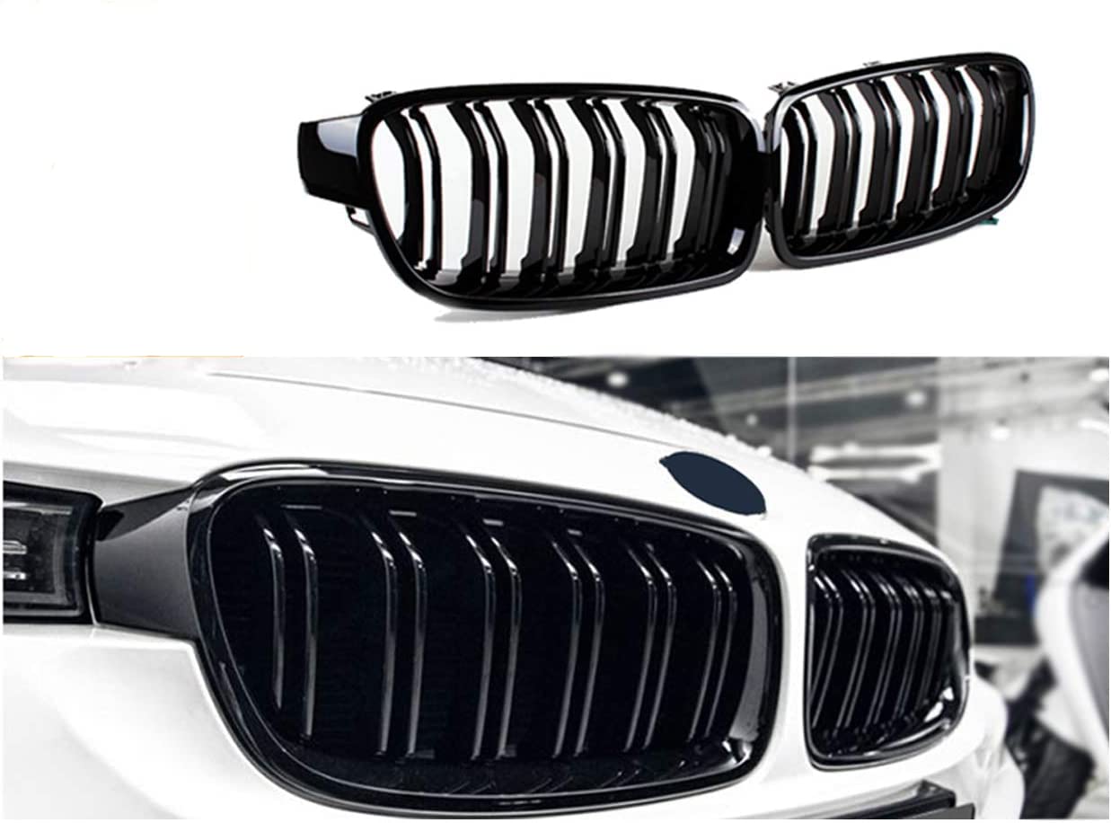 Gangying F30 F31 Grill,Kidney Grill Compatible with BMW 3 Series F30 F31 2012-2018 Gloss Black Double Slat