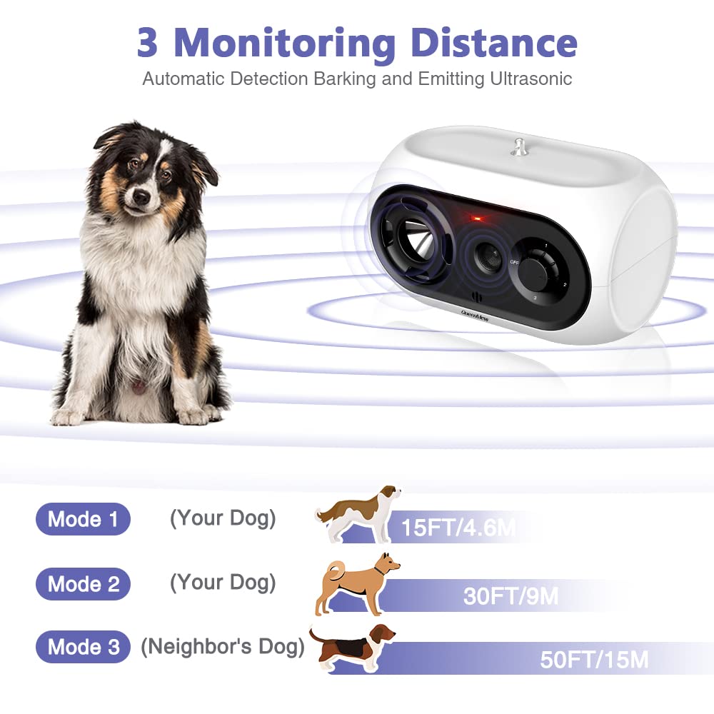 Automatic Dog Barking Control Devices, Upgraded 3 Levels Anti Barking Device for Dogs, Stop Barking Dog Device, Waterproof Rechargeable Barks Stopper for Puppy Small Medium Large Dogs