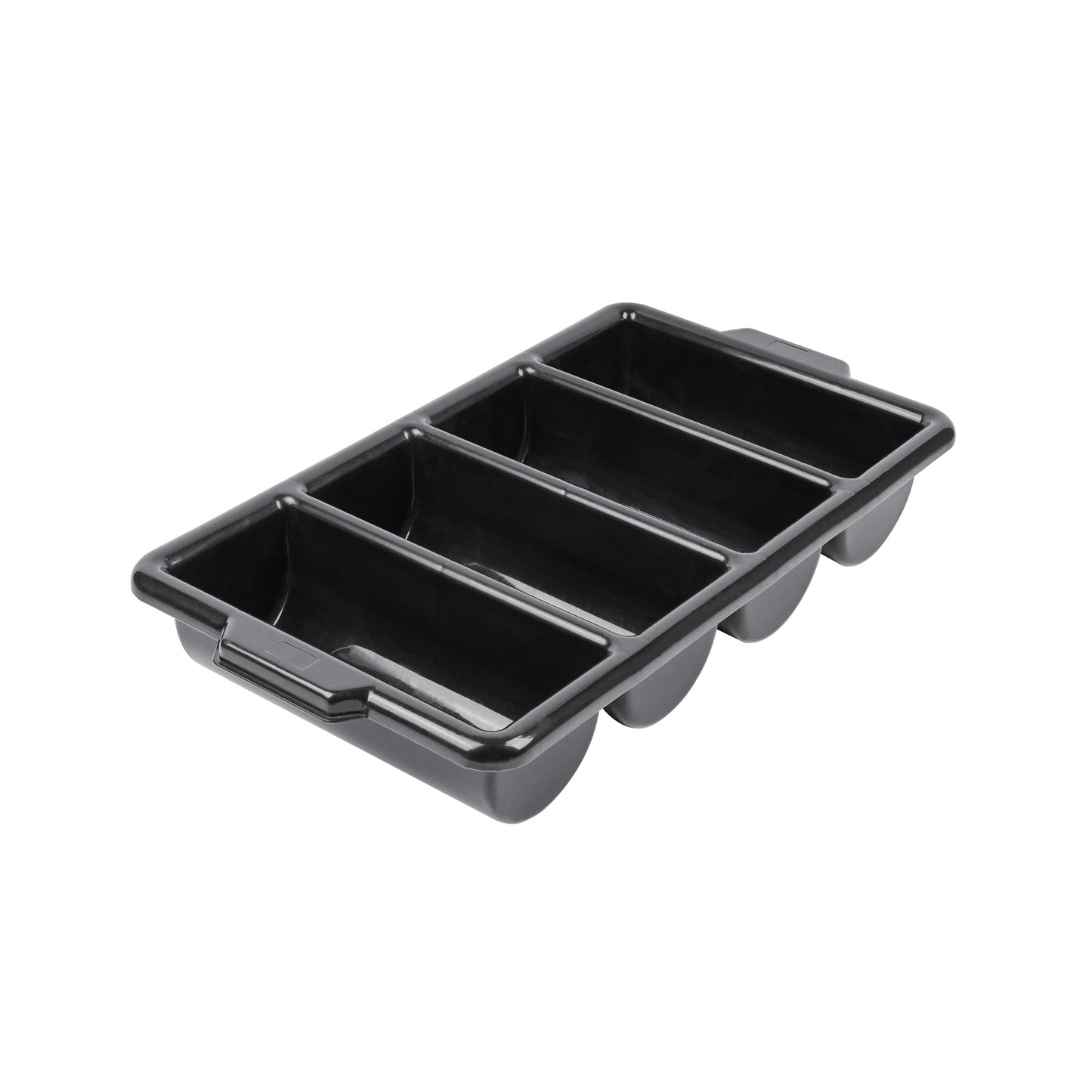Restaurantware-21.9 x 14.2 x 3.5 Inch Silverware Organizer, 1 Crack-Resistant Cutlery Tray - 4 Compartments, Built-in Handles, Black Plastic Utensils Drawer Holder, for Kitchen Organization
