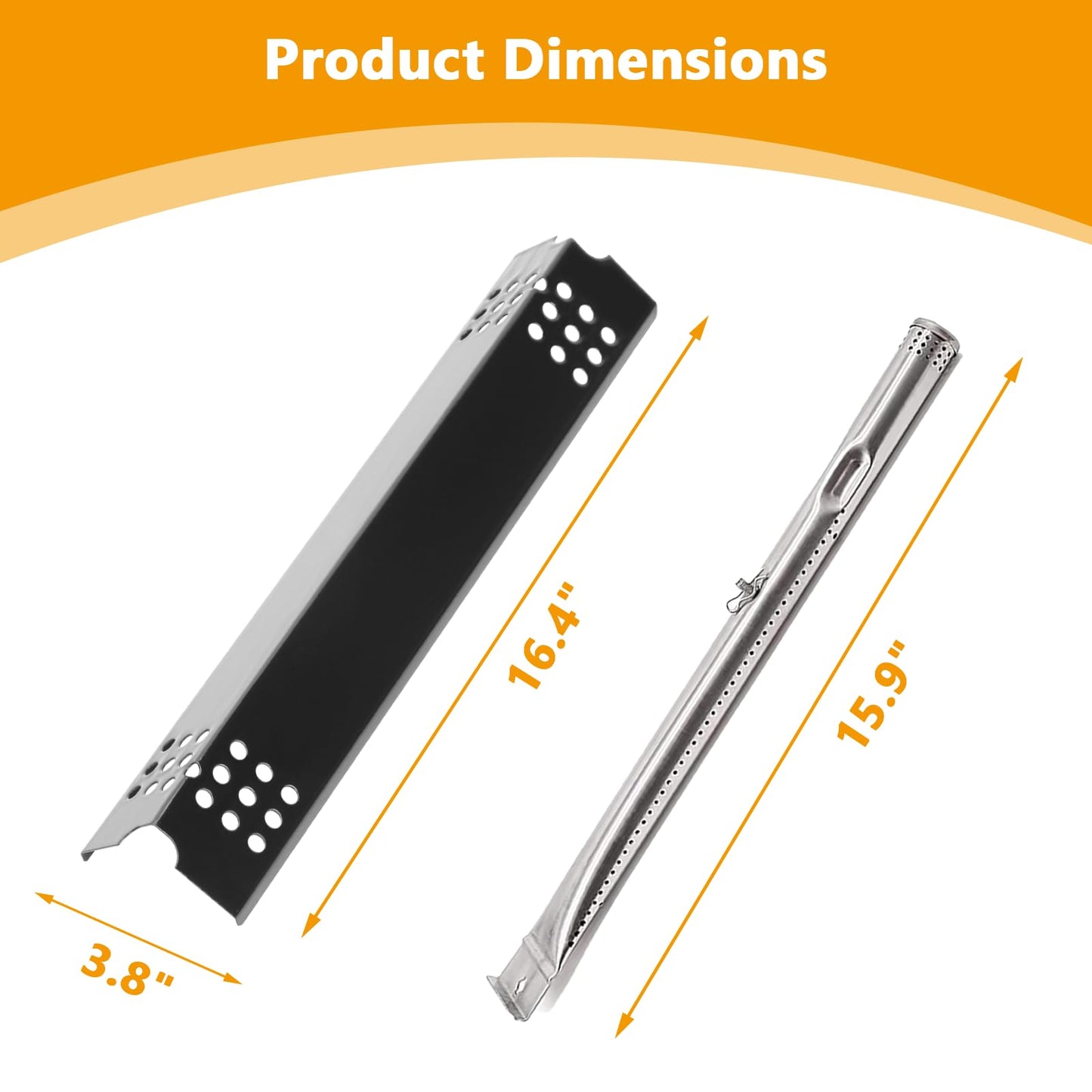 BBQ Replacement Parts Kit for Master Chef G45313 G45308 G45323 G45306 G45309 G45307 & Charbroil 463241313 463241013 463241413 Gas Grills, Heat Shield Plates and Grill Burner Tubes