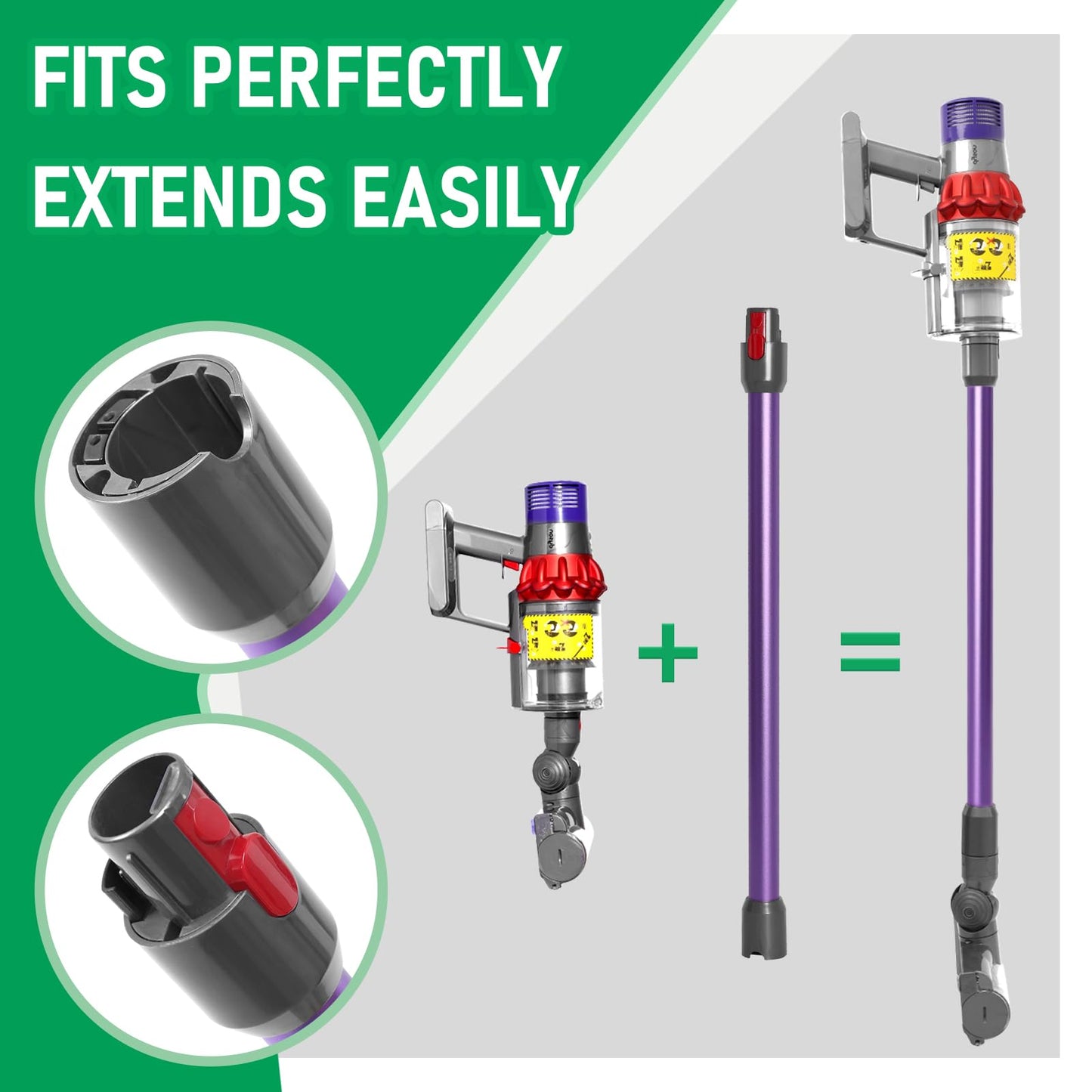 Klypticfit Repalcement Extension Wand – Quick-Release 28.7” Aluminum Tube Compatibale with Dyson V15/V11/V10/V8/V7 – Purple – Effortless Reach for High Ceilings, Furniture & Office Cleaning