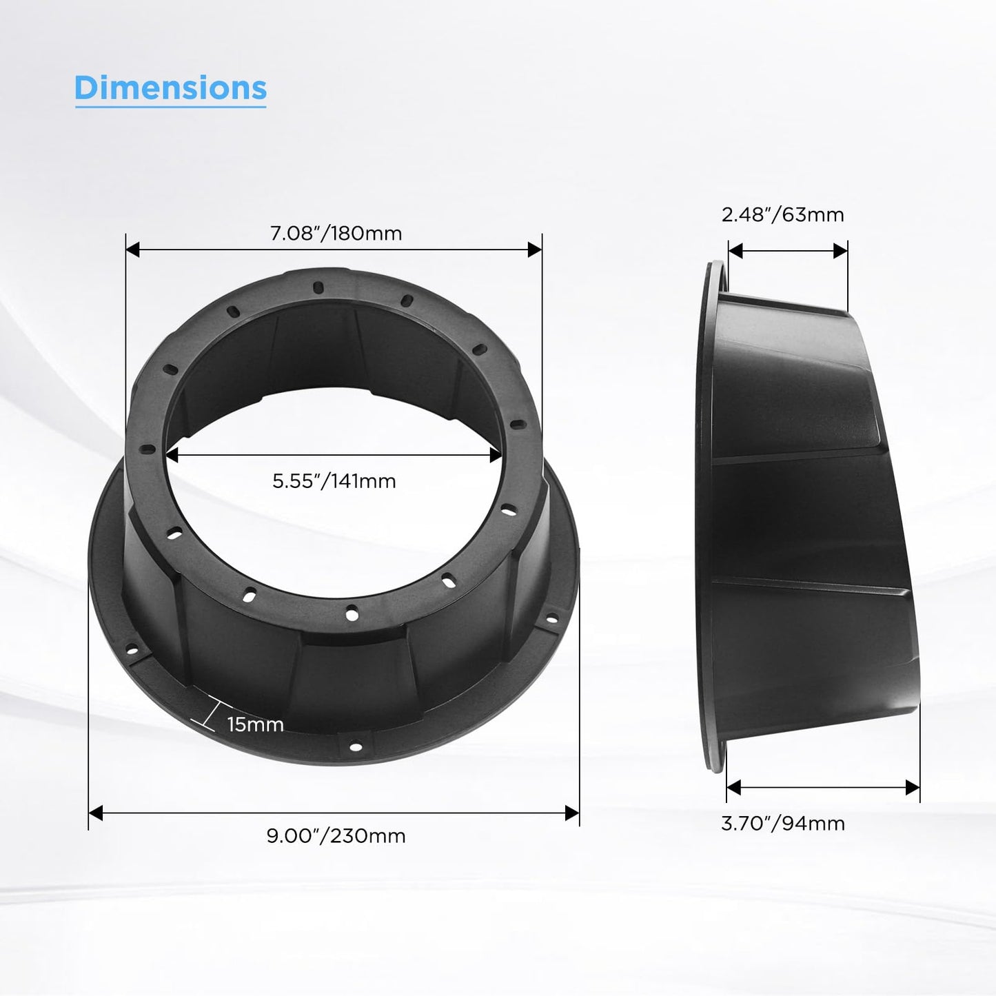 RECOIL USP65B Pairs of 6.5-Inch Speaker Pods, Universal 6.5” Angled Speaker Boxes, Surface Mount with Gaskets, Black Enclosures Compatible with Marine, UTVs, Boats, RVs, Cars