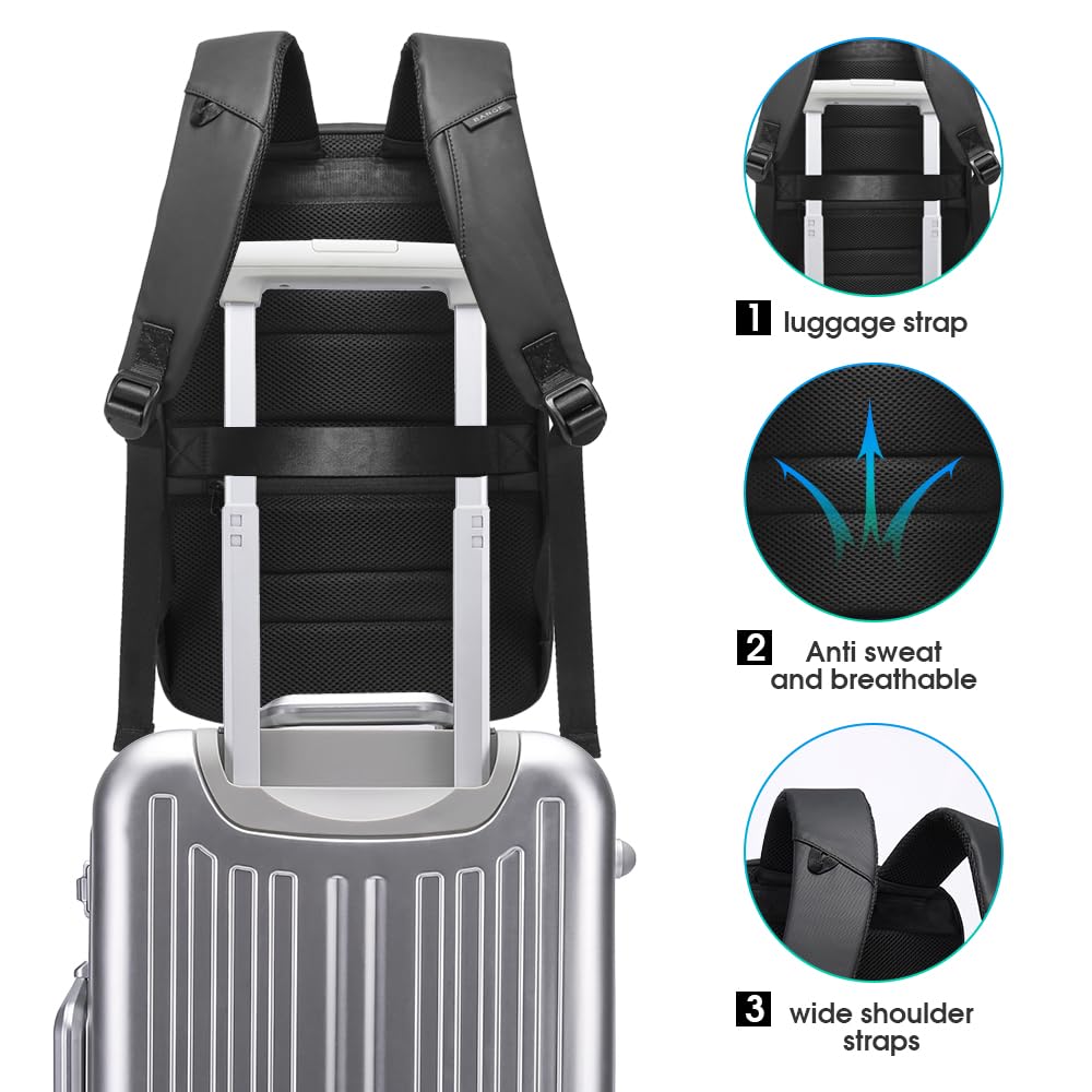 BANGE Anti Theft Backpack,Business Backpack with USB Charging Port, Slim Laptop Backpacks Fit for 15.6 INCH,Men Travel Backpack with Water Bottle Holder for Men and Women