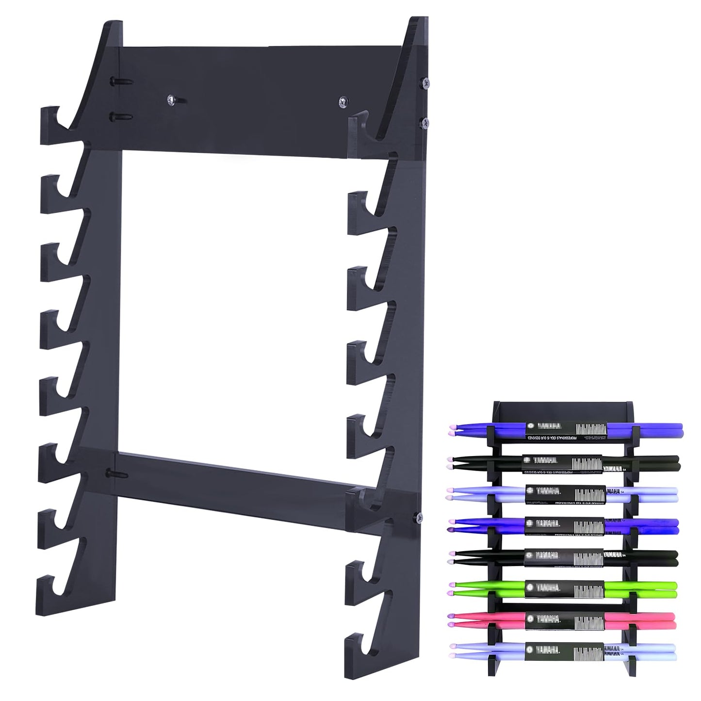 Acrylic Drum Stick Holder, Drum Stick Display Holder, Drum Stick Holder, Wall Mounted Stick Holder holds 8 sets of drumsticks Drumstick Organizer Holder for Display