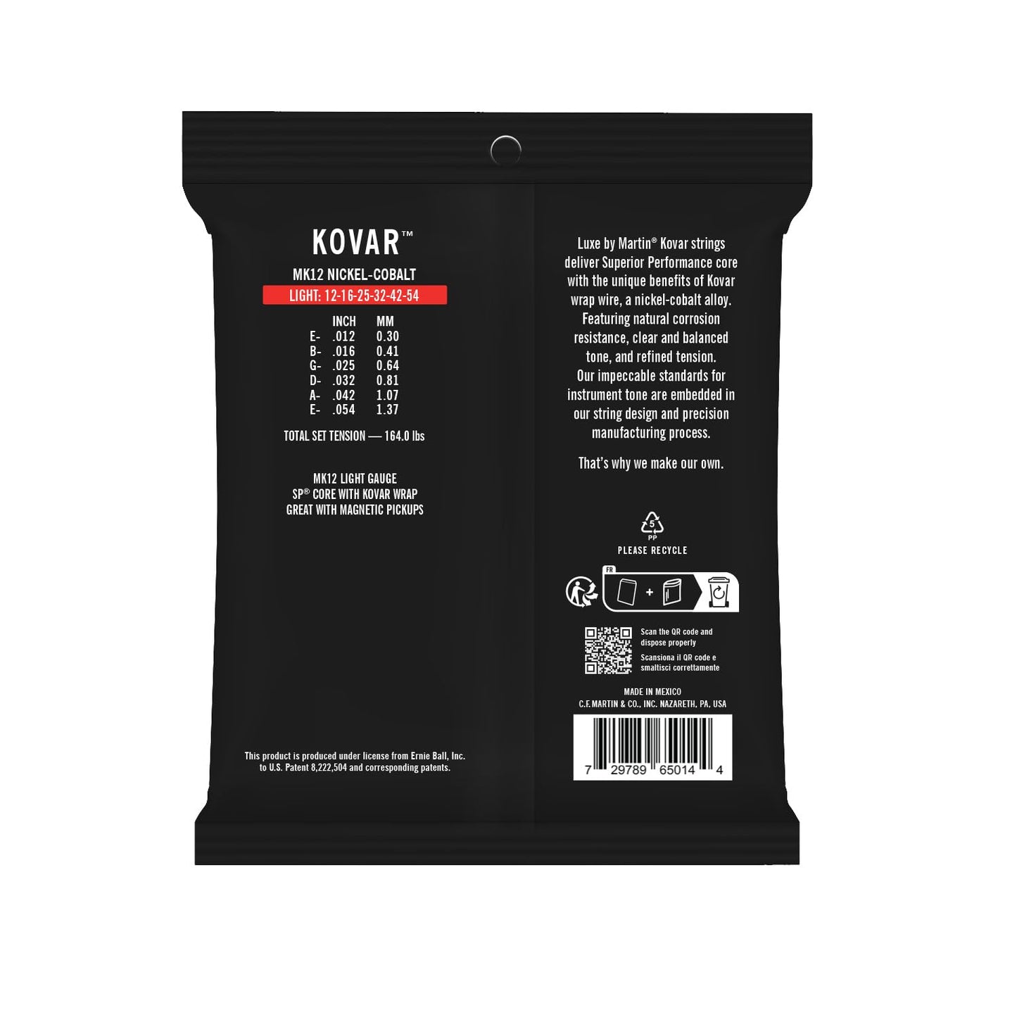 Luxe by Martin Kovar Acoustic Guitar Strings, Light Nickel-Cobalt Alloy