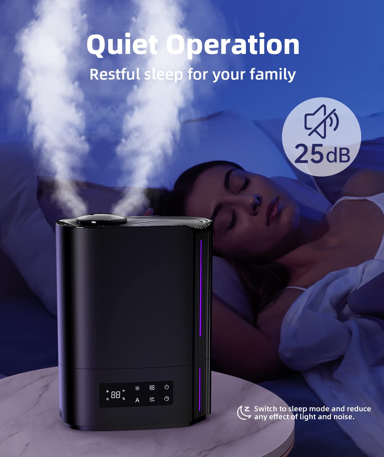 BREEZOME 6L Humidifiers for Bedroom Large Room, Ultrasonic Top Fill Cool Mist Humidifiers & Essential Oil Diffuser for Baby, Nursery, Plants, Last up to 60 Hours, Smart Humidistat Control, Quiet