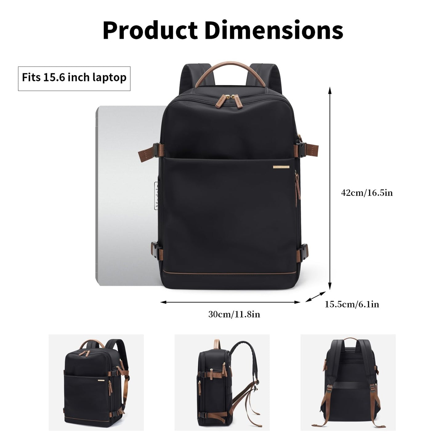 Laptop Backpack with Separate Laptop Compartment Fits 15.6 Inch Notebook Large Capacity Computer Bag for Women Work Travel College Backpacks (Black)