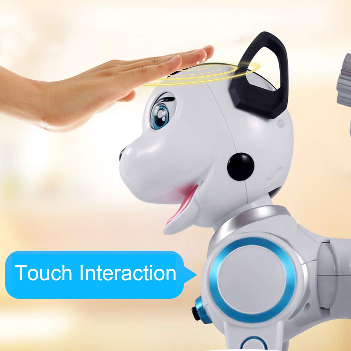 fisca Remote Control Robotic Dog RC Interactive Intelligent Smart Walking Dancing Programmable Robot Toys with Light and Sound for Kids Boys Girls