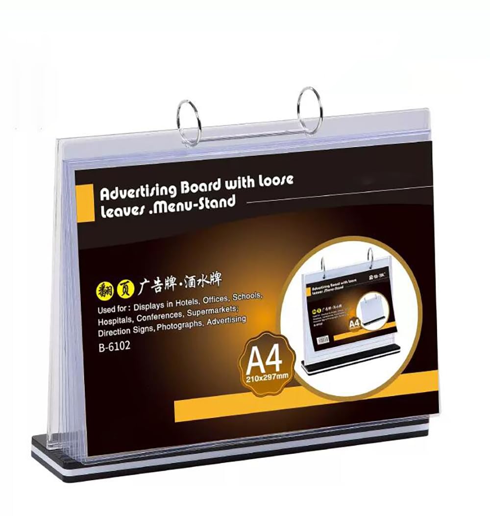 HENGSENLI T-shaped multi-page flip acrylic sign holder, menu / photo / advertising / drink display stand, 8.5 x 11 inches