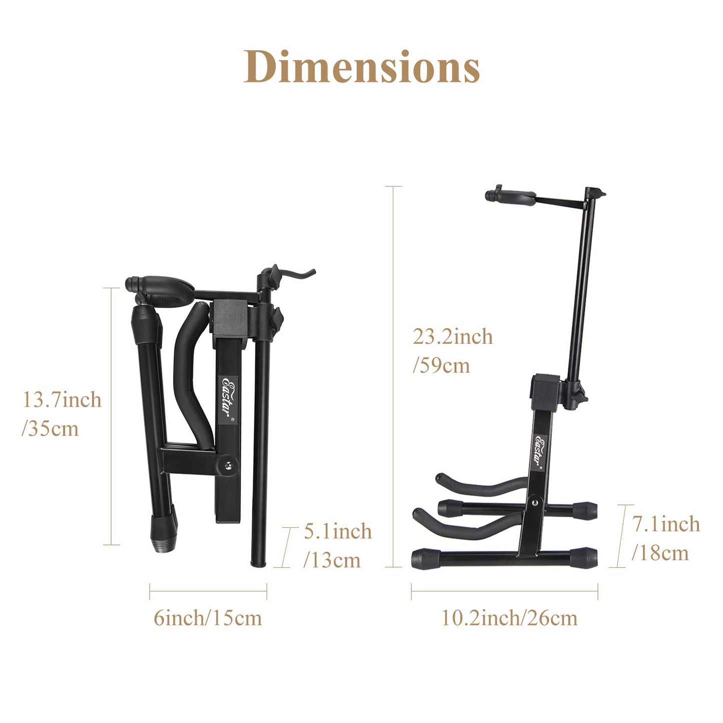 Eastar EST-006 Violin Stand Viola Stand with Bows Hook Holder Portable Adjustable