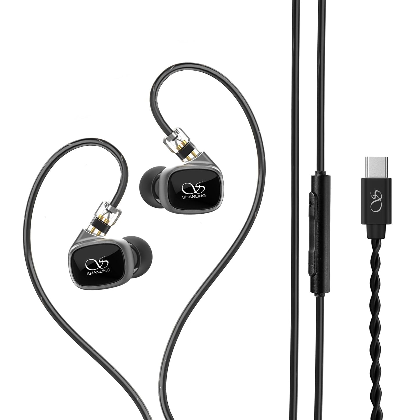 SHANLING MG20 HiFi Wired Earbuds, Type-C Plug in-Ear Earphones, DLC Diaphragm Dynamic Unit, Detachable 0.78/2PIN Cable, Ergonomic Design, Audiophile Earphones for Music